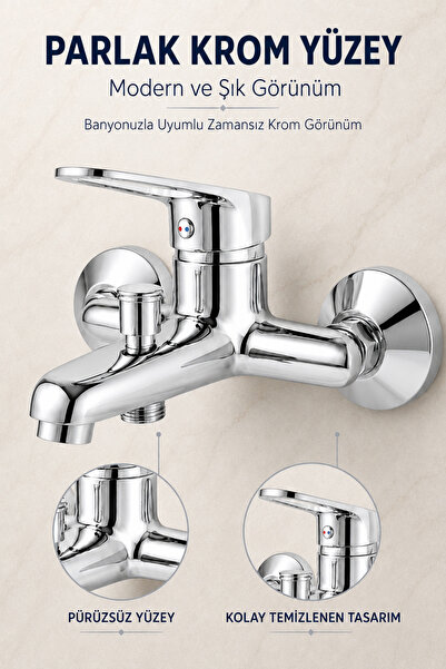 Flextail Krom Sıcak Soğuk Aç Kapa Mix Tek Kollu Banyo Bataryası