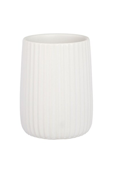 Zâna Casei White Ceramic Toothbrush Holder with Stripes 7x10cm