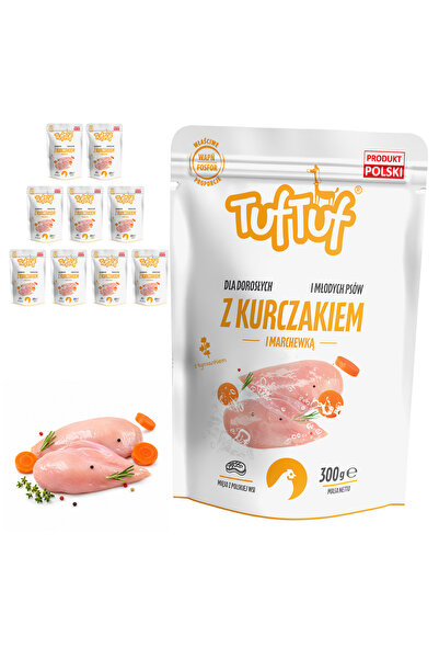 Tuf Tuf TufTuf hrană umedă completă pentru câini cu pui și morcov, pate, pach...
