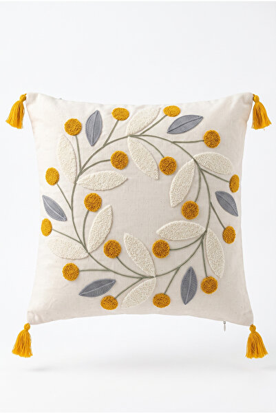 St Shopyteks Papatya Bohemian Punch Embroidered Throw Pillow Cover (Without I...