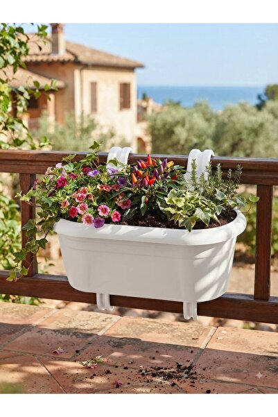 poliva home Nergiz Askılı Balkon Saksısı 40 Cm 6.5 Lt Denge Aparatlı Saksı