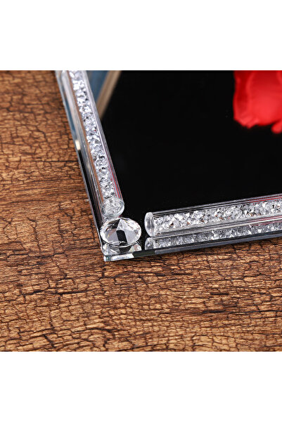 NO BRAND TAVĂ CU OGLINDĂ NEAGRĂ + CRISTALE ARGINTII 30x20CM GLAMOUR 2559-19