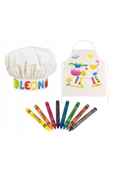 Goki Set pentru copii cu șorț și șapcă pentru decorare cu creioane colorate