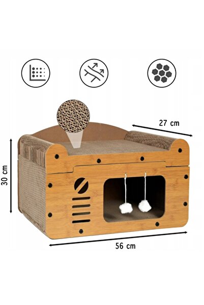 NO BRAND ZGÂRIE-COPAC CASĂ PENTRU PISICI, CUIB DIN CARTON ȘI MDF, ECOLOGIC, C...