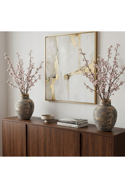 NO BRAND Vază ceramică pentru flori, decorațiune, elegantă, 35 cm, aurie.