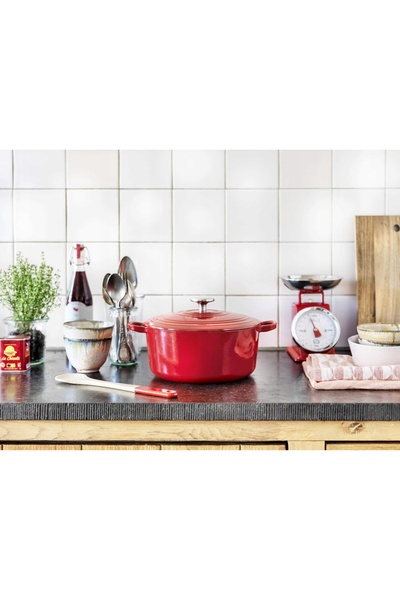 NO BRAND BK Oală Holland Burgundy cu capac, fontă, 24cm, 4,2l, pentru inducți...