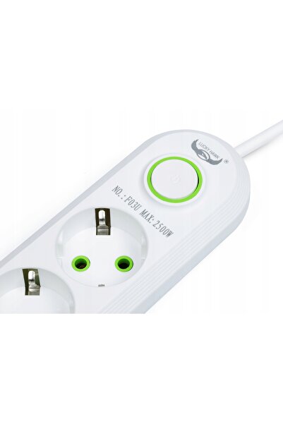 NO BRAND Cablu de rețea de 2m |   3 prize + 3x USB |   alb