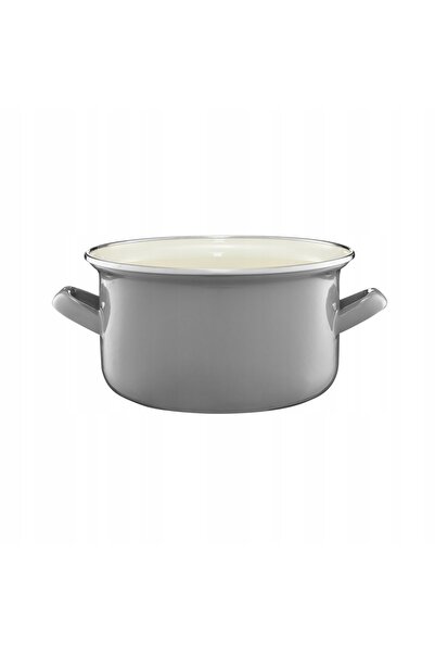NO BRAND Oală emailată Olkusz gri simplu 2,6 L 18cm
