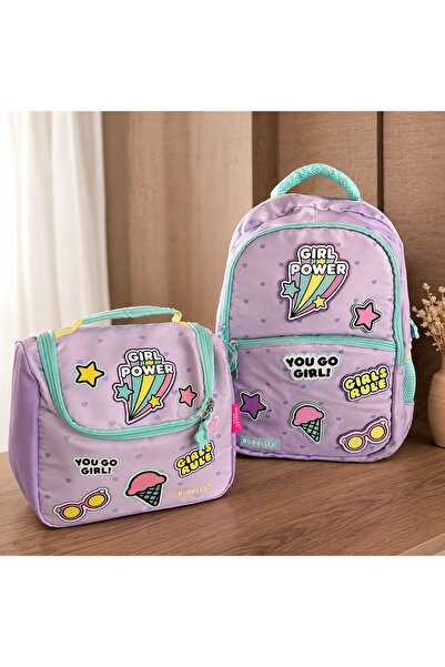 Alvadonna Girl Power Appliqué Detailed Girls' School Bag and Lunch Box Double...