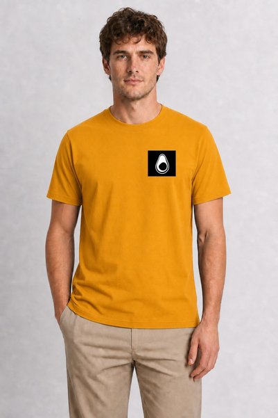 WAKHA Negative Space Avocado Design T-Shirt - Yellow