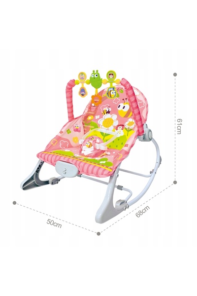 woopie Balansoar pentru bebeluși cu mâner, roz, vibrații, melodii, jucării BEBE