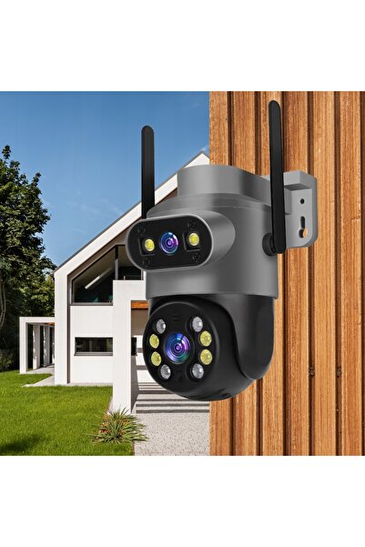 NO BRAND CAMERĂ EXTERIOARĂ DUBLA ROTATIVĂ Ultra HD 8MPX WIFI IP CU DETECȚIE I...