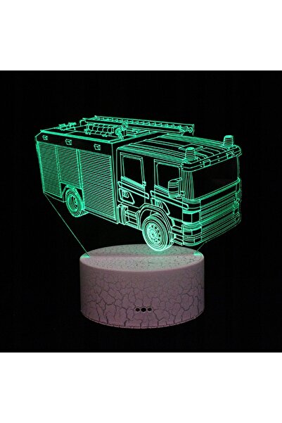 NO BRAND LAMPĂ 3D LED USB CU MOTIV DE AUTOPOMPĂ DE POMPIERI – LAMPĂ DE NOAPTE...