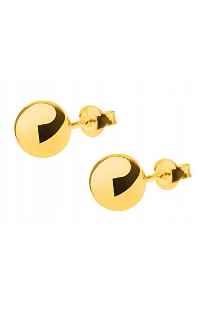 NO BRAND Cercei din argint placat cu aur, bile de 7 mm, mari, pentru femei, c...