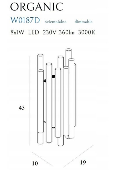 NO BRAND Aplică de perete LED cu tuburi aurii, iluminare sus-jos, 3000K, dima...