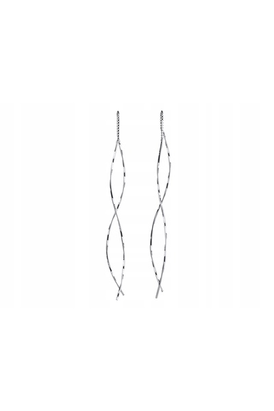 NO BRAND Cercei lungi, tip threader, spirală din sârmă, culoare argintie, 9cm
