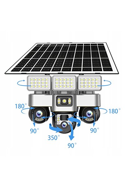 NO BRAND Cameră solară exterioară 4K, 3 lentile rotative, 15MP, detecție WiFi