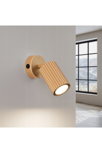 Sollux Lighting Aplică de perete aurie, cu reflector ondulat mobil și întreru...