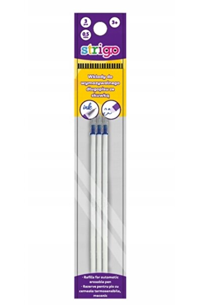 Strigo Rezervă de pix ștergibil ALBASTRU 0.5mm 3 BUCĂȚI x 12 pachete