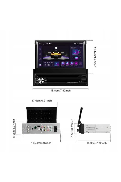 ALLNOEL Radio auto 1DIN 7'' cu ecran retractabil, CarPlay, Android, WiFi, RDS...