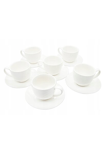 NO BRAND Set de 6 cești de porțelan de 240 ml cu farfurioare de porțelan, ves...