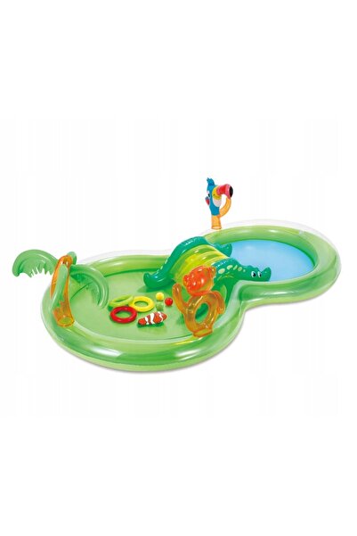 NO BRAND Piscină gonflabilă KidLand 257 x 145 cm TOBOGAN GALBEN GIRAFA VERDE