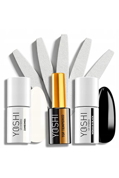 NO BRAND YOSHI Kit de manichiură de top Ojă semipermanentă ALB NEGRU Pile 100...
