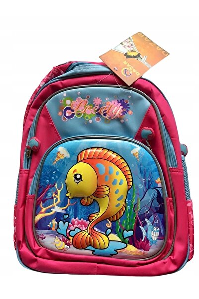 NO BRAND Rucsac școlar căptușit, cu design de pește, multicompartimentat