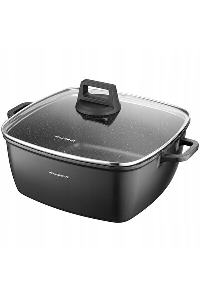 NO BRAND Florina Chef 7.1L 28cm Oală antiaderentă din aluminiu, neagră, pentr...