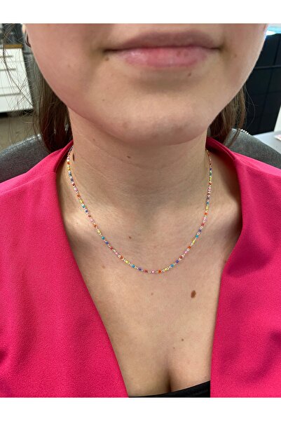 NO BRAND Colier choker din argint 925, multicolor, stil celebritate, 40 cm