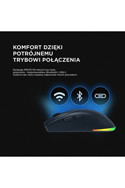 Rampage Mouse wireless Prote M5 24000 DPI LED RGB 1K Hz negru