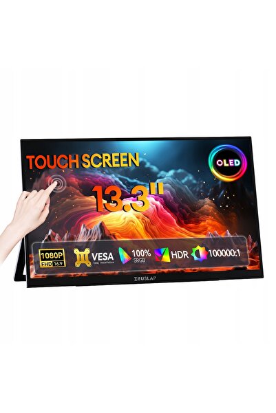 NO BRAND Monitor portabil tactil de 13.3 inch pentru dispozitive mobile ZEUSL...