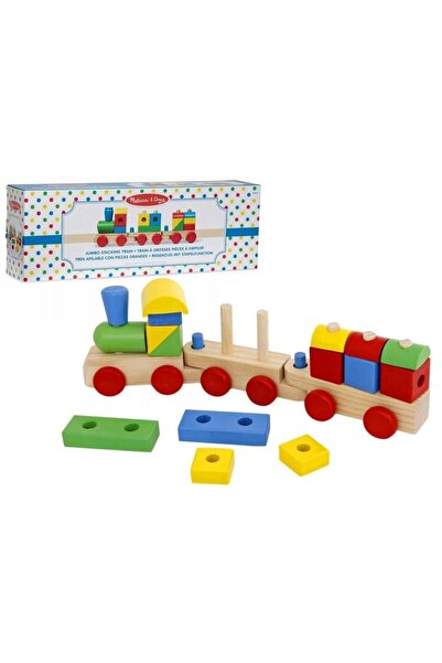 Melissa & Doug Tren mare din lemn cu blocuri de jucărie Melissa and Doug