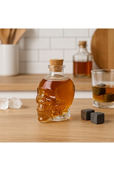 NO BRAND 5x Decantor din sticlă în formă de craniu, 100ml, sticlă pentru băut...