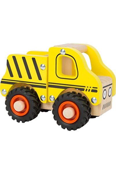 NO BRAND Camion galben din lemn, vehicul de construcții, roți de cauciuc, pic...