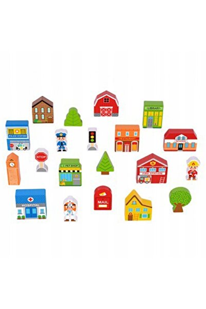 NO BRAND TOOKY TOY Set de construcție și figurine din lemn Oraș