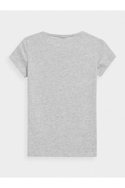 4F Tricou de damă gri uni, croială normală. Confort și stil. Mărimea XS.