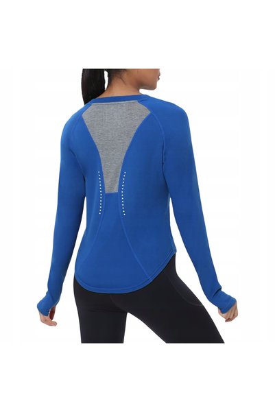 NO BRAND Tricou sport termic de damă, cu mânecă lungă, elastic, albastru mari...