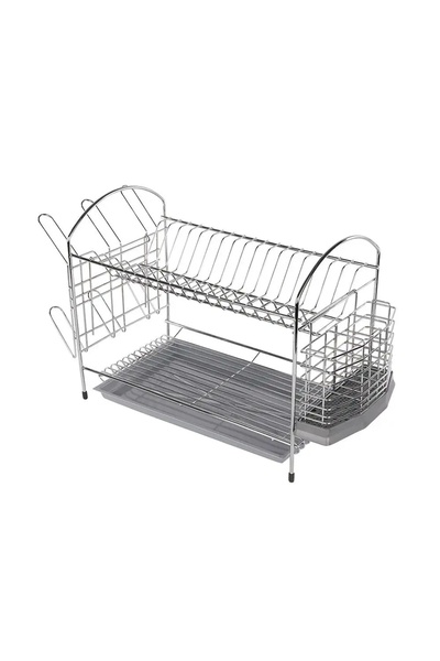 NO BRAND Uscător de vase cromat cu două niveluri de 40 cm + suport pentru tac...