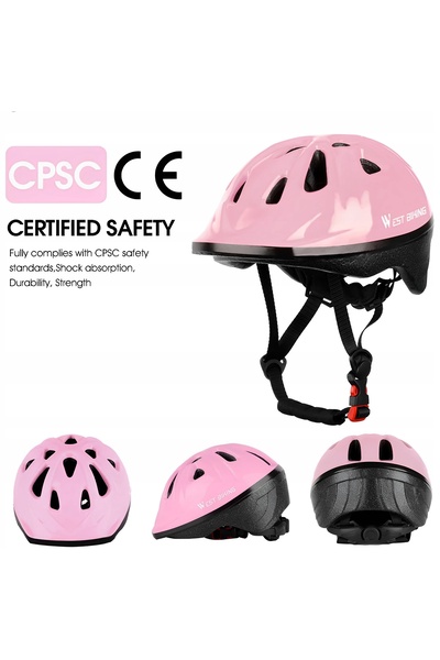 West Biking Cască de protecție pentru copii, de culoare roz, pentru bicicletă...