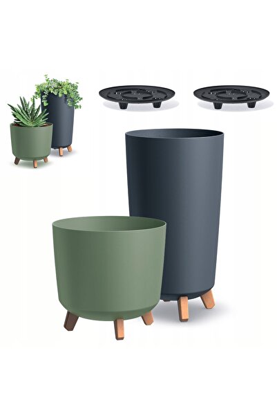 DIKEL 2x Ghiveci rotund cu picioare GRACIA DGTL240 + DGTL300L
