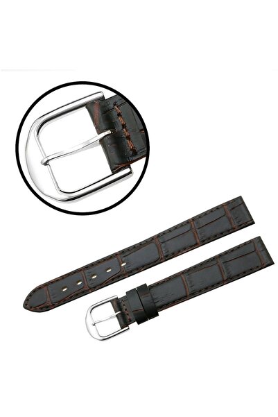 NO BRAND Curea REDA 16mm, model KROKODYL, maro, cu cusături maro.