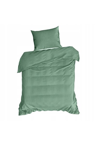 Eurofirany Lenjerie de pat din satin 140x200 uni și cu dungi premium verde