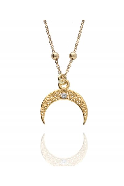 NO BRAND Colier cu bilă de aur talisman LUNA 45cm argint 925