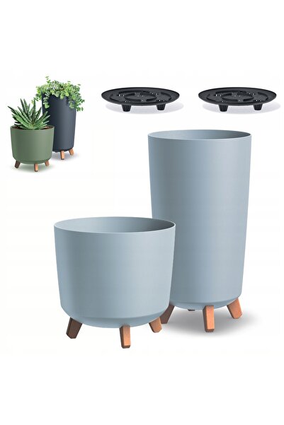 DIKEL 2x Ghiveci rotund cu picioare GRACIA DGTL240 + DGTL300L