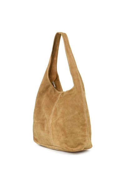 NO BRAND Geantă tip găleată Vera Pelle din piele naturală, piele întoarsă, bej.