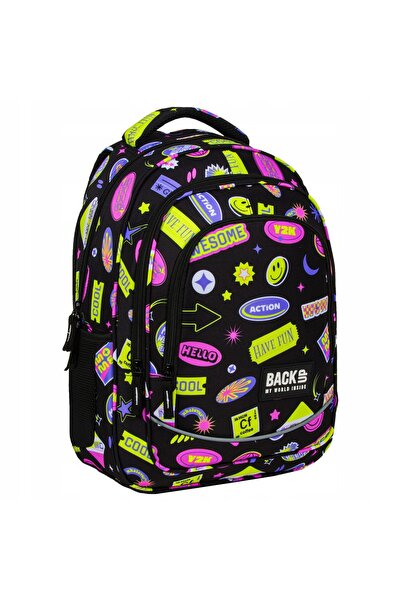 NO BRAND Rucsac școlar cu mai multe compartimente Back Up, negru, multicolor,...