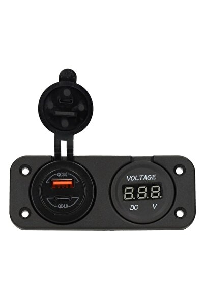 Haba Priză USB-A/USB-C 10-30V cu voltmetru pentru rulotă sau remorcă