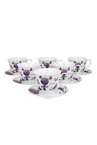 NO BRAND Căni pentru cafea și ceai din porțelan cu farfurioare DUO CROCUS VIO...