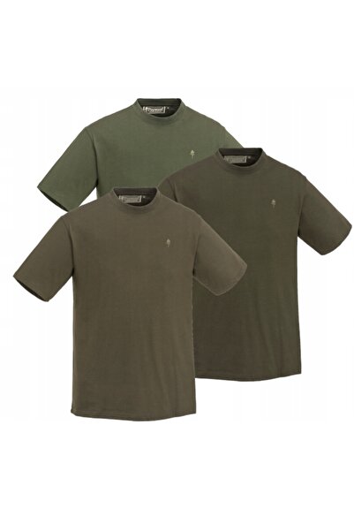 NO BRAND Tricou Pinewood Pachet de 3 5447 - Verde/Maro vânător/Kaki - M